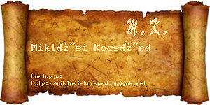 Miklósi Kocsárd névjegykártya